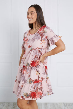 FLORAL TIERED SHORT DRESS