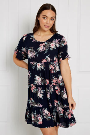 FLORAL TIERED SMOCK DRESS