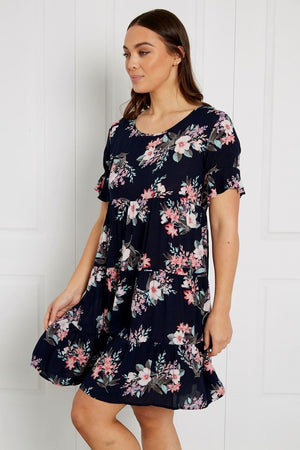 FLORAL TIERED SMOCK DRESS