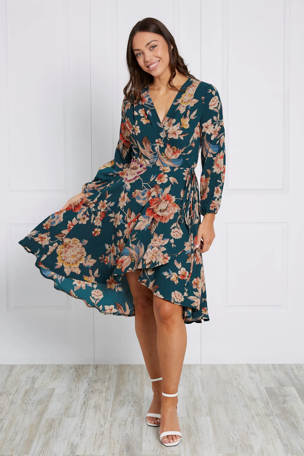 FLORAL WRAP DRESS