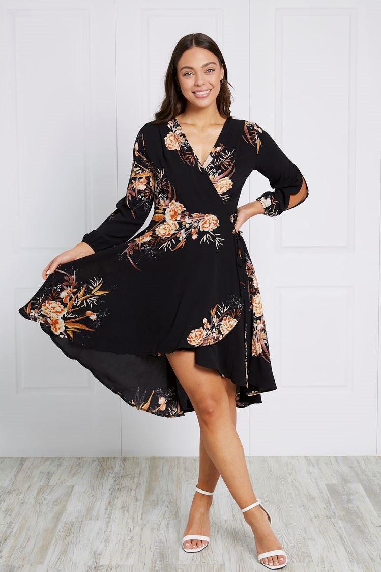 FLORAL WRAP DRESS