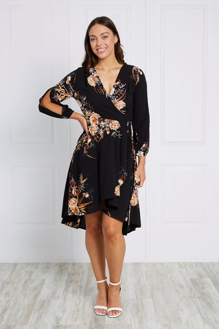 FLORAL WRAP DRESS