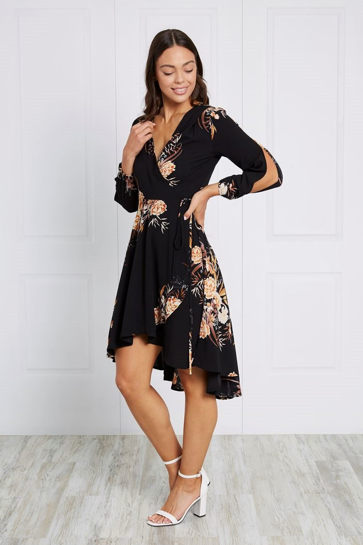 FLORAL WRAP DRESS