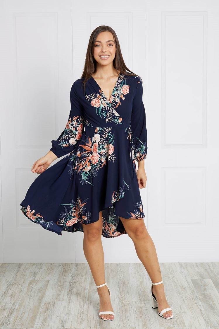 FLORAL WRAP DRESS