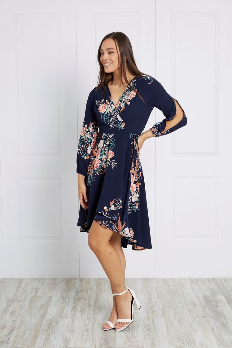FLORAL WRAP DRESS