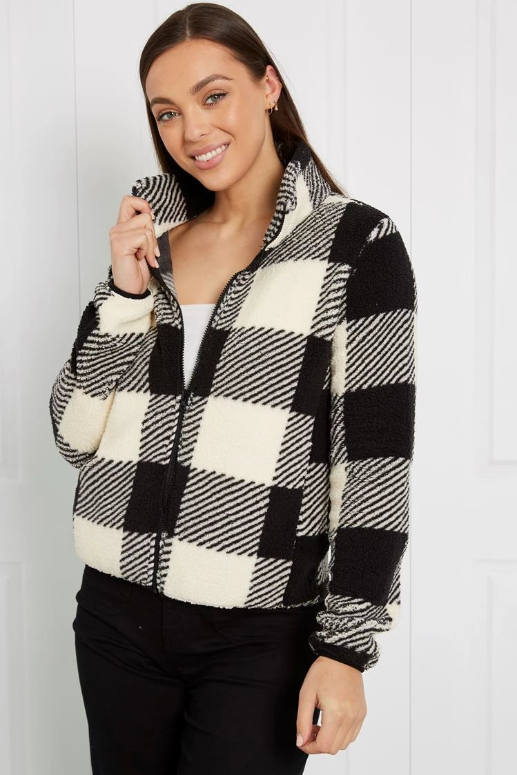 FLUFFY CHECKED JACKET