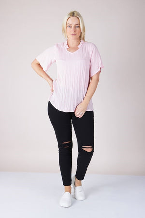 FRILL DETAIL LINEN TOP