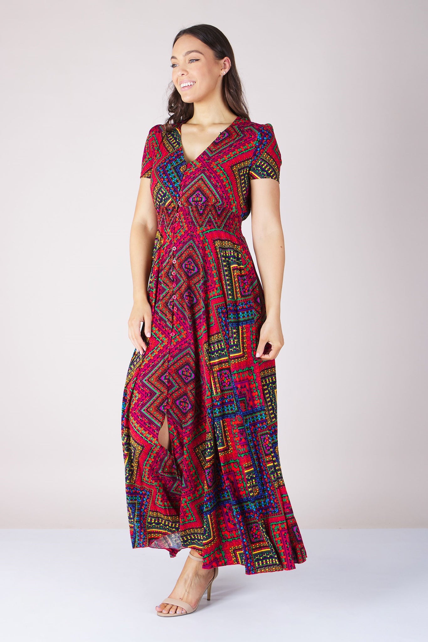 GEOMETRIC PRINT MAXI DRESS