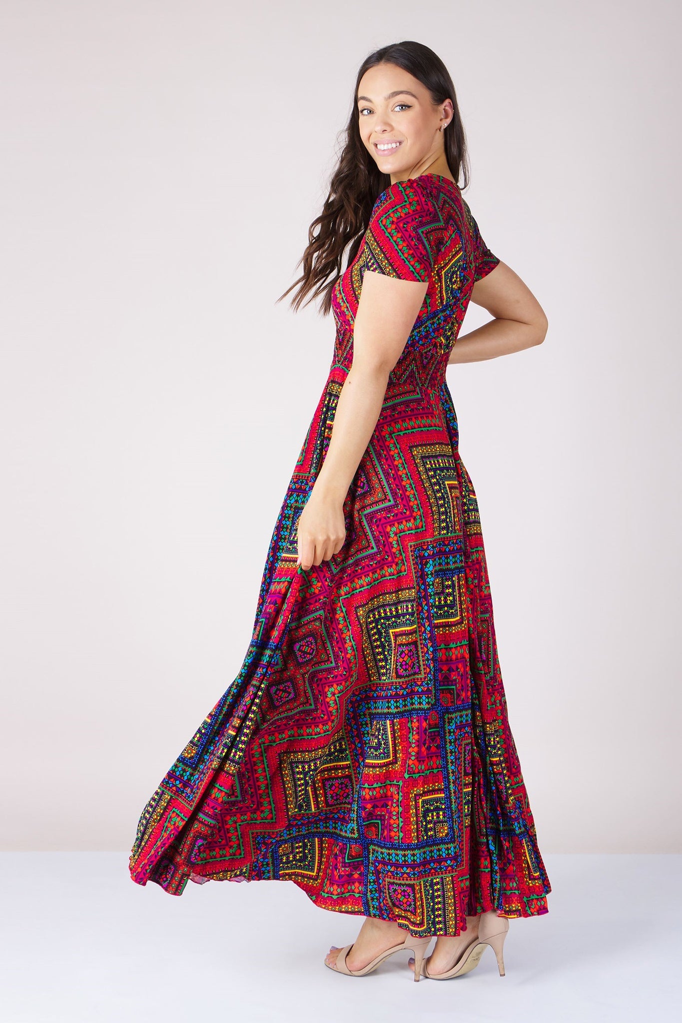 GEOMETRIC PRINT MAXI DRESS