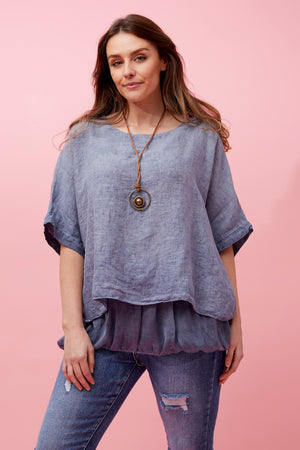 GIANA OVERSIZED DOUBLE LAYERED LINEN TOP