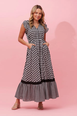 GINGHAM CHECK MAXI DRESS