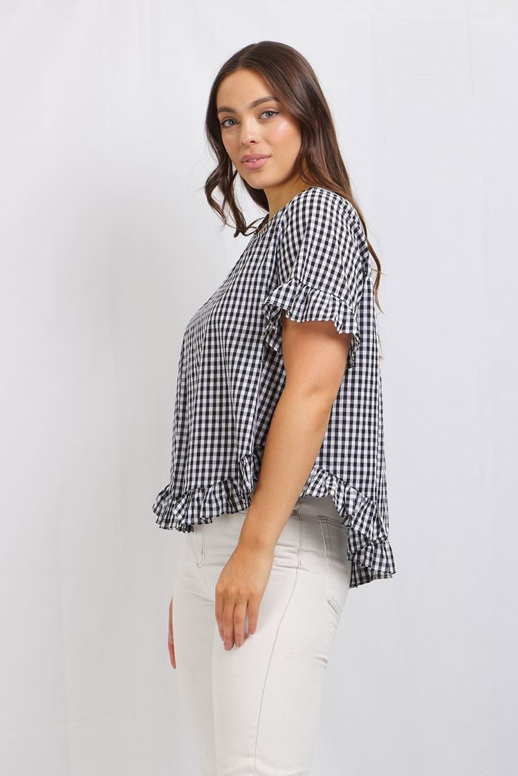 GINGHAM SMOCK TOP