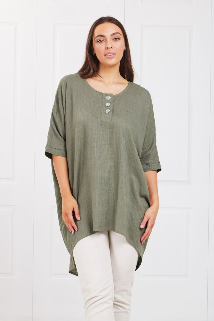 HI LOW LINEN TUNIC TOP