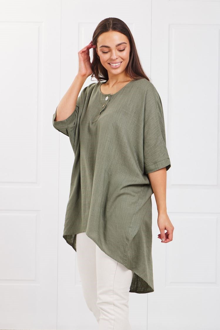 HI LOW LINEN TUNIC TOP