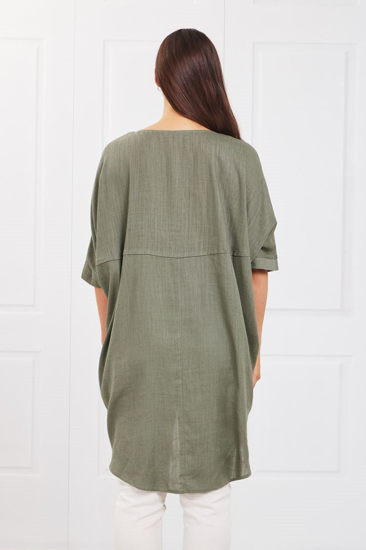 HI LOW LINEN TUNIC TOP