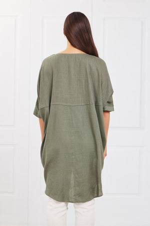 HI LOW LINEN TUNIC TOP