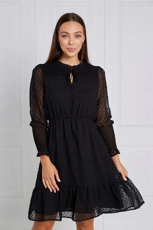 HIGH NECK DOBBY DRESS