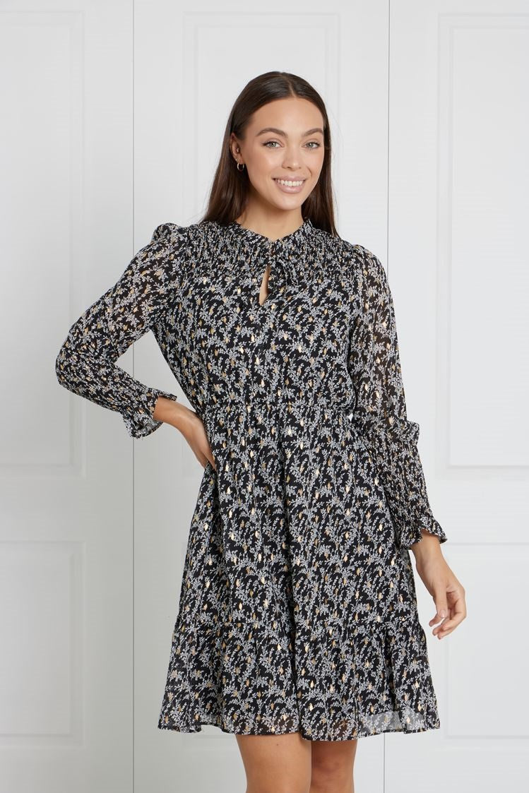 HIGH NECK FLORAL SHORT DRESS