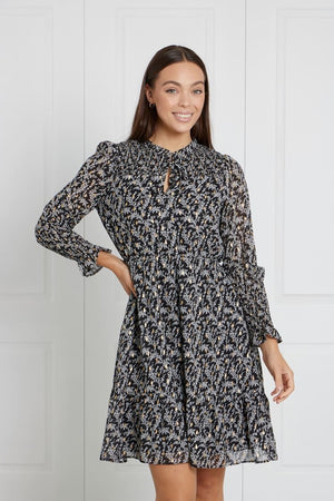 HIGH NECK FLORAL SHORT DRESS