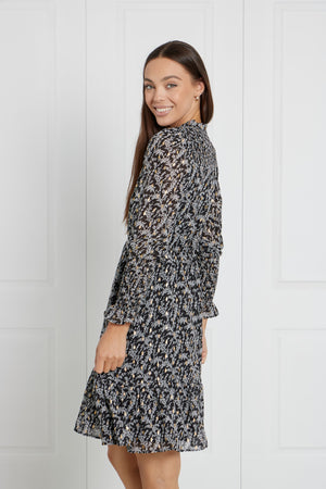 HIGH NECK FLORAL SHORT DRESS