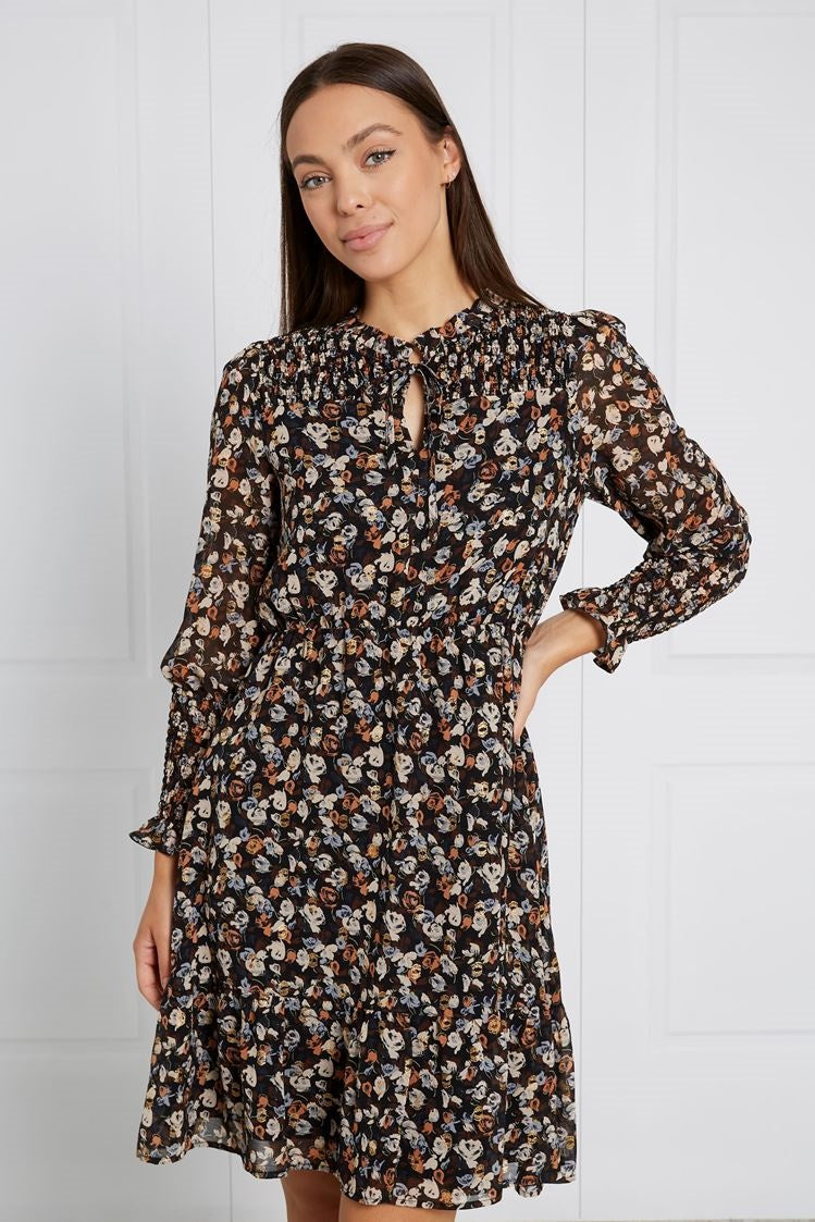 HIGH NECK FLORAL SHORT DRESS