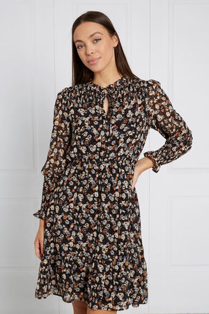HIGH NECK FLORAL SHORT DRESS