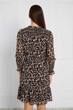 HIGH NECK FLORAL SHORT DRESS