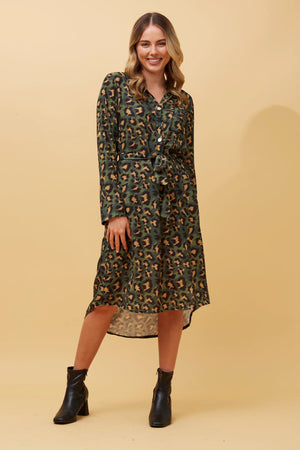 HONOR ANIMAL PRINT SHIRT DRESS