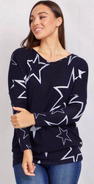 Long Sleeves Star Print Top