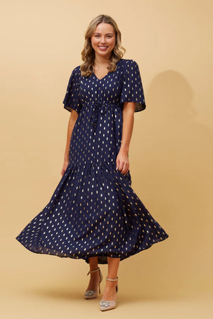IVANA TEARDROP FOIL PRINT MAXI DRESS