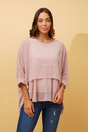 JAYLA DOUBLE LAYERED FOIL PRINT TOP