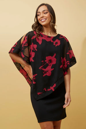 KYLIE KYLIE FLORAL COLD SHOULDER DRESS