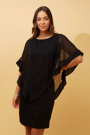 KYLIE SPARKLE DETAIL COLD SHOULDER SHIFT DRESS