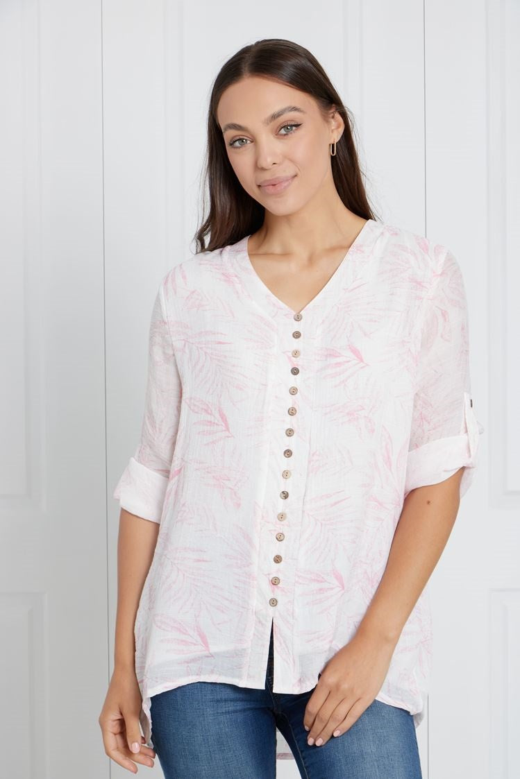 LEAF PRINT BUTTON FRONT TOP