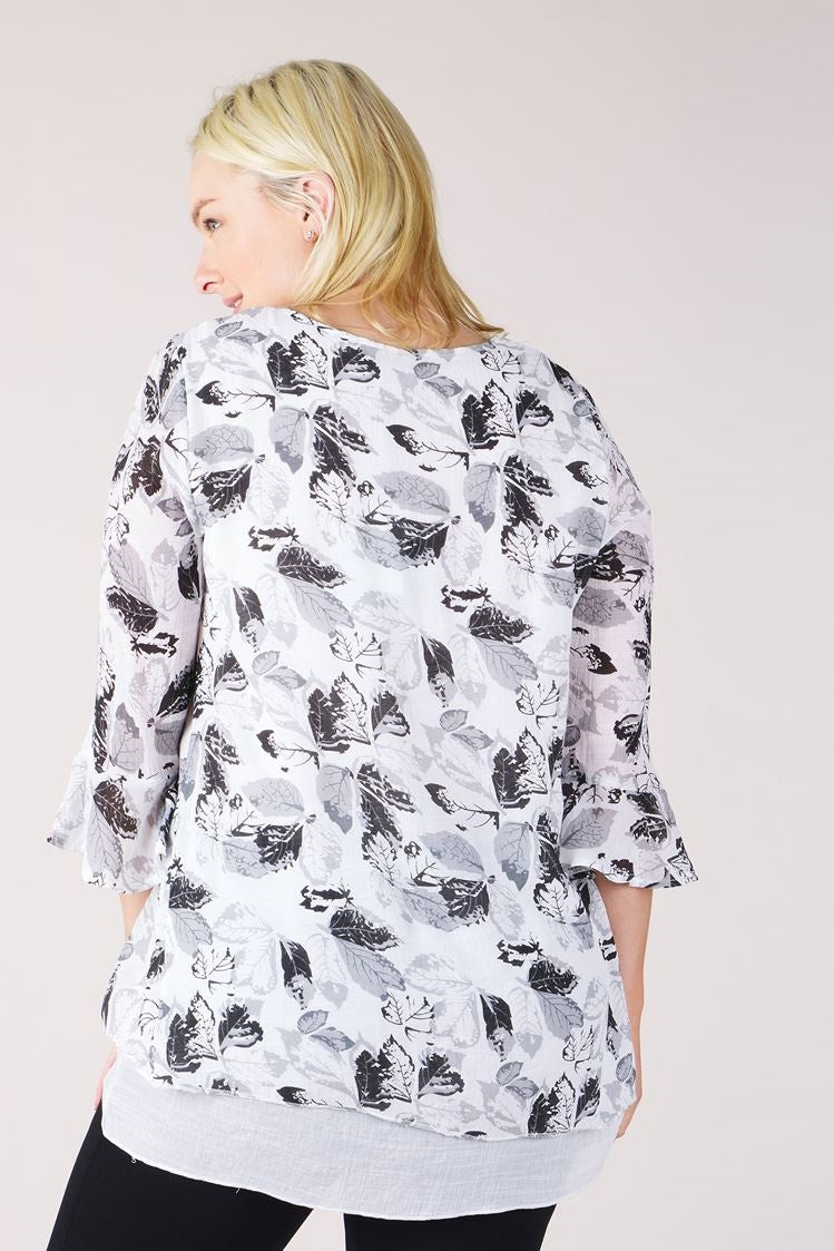 LEAF PRINT DOUBLE LAYERED TOP