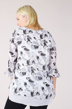 LEAF PRINT DOUBLE LAYERED TOP