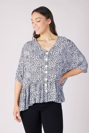 LEOPARD BUTTON FRONT TOP