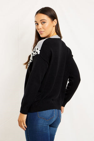 LEOPARD CHEVRON KNIT JUMPER
