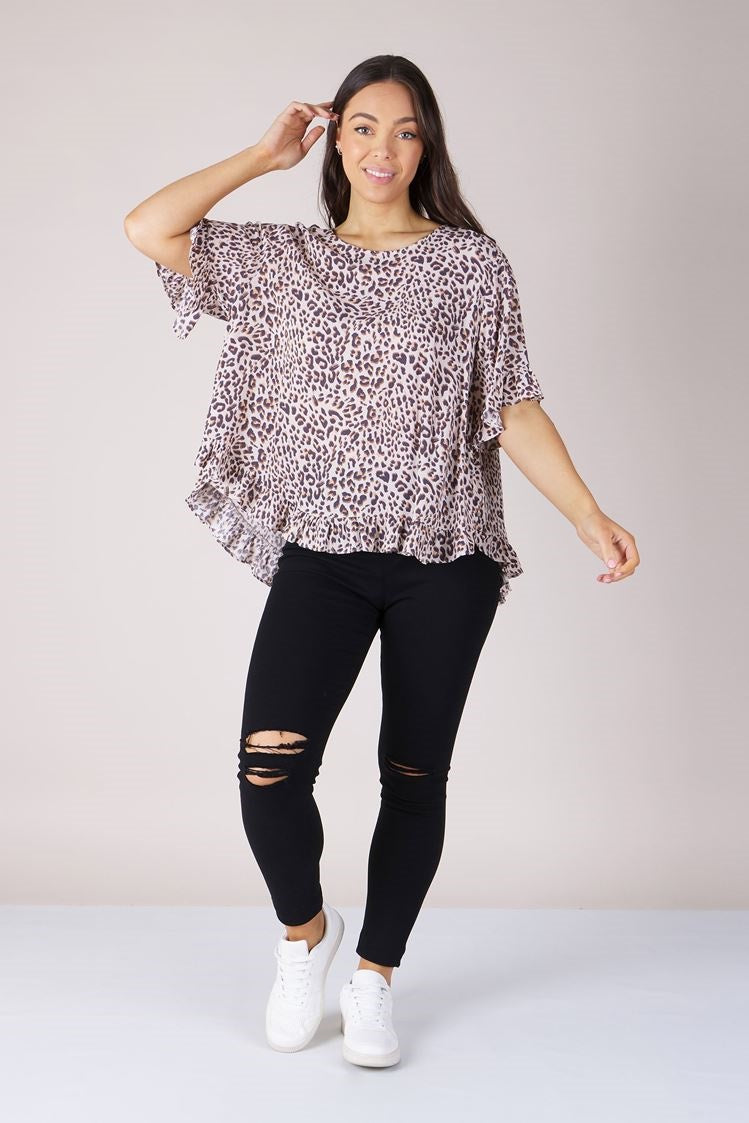 LEOPARD FRILL TOP