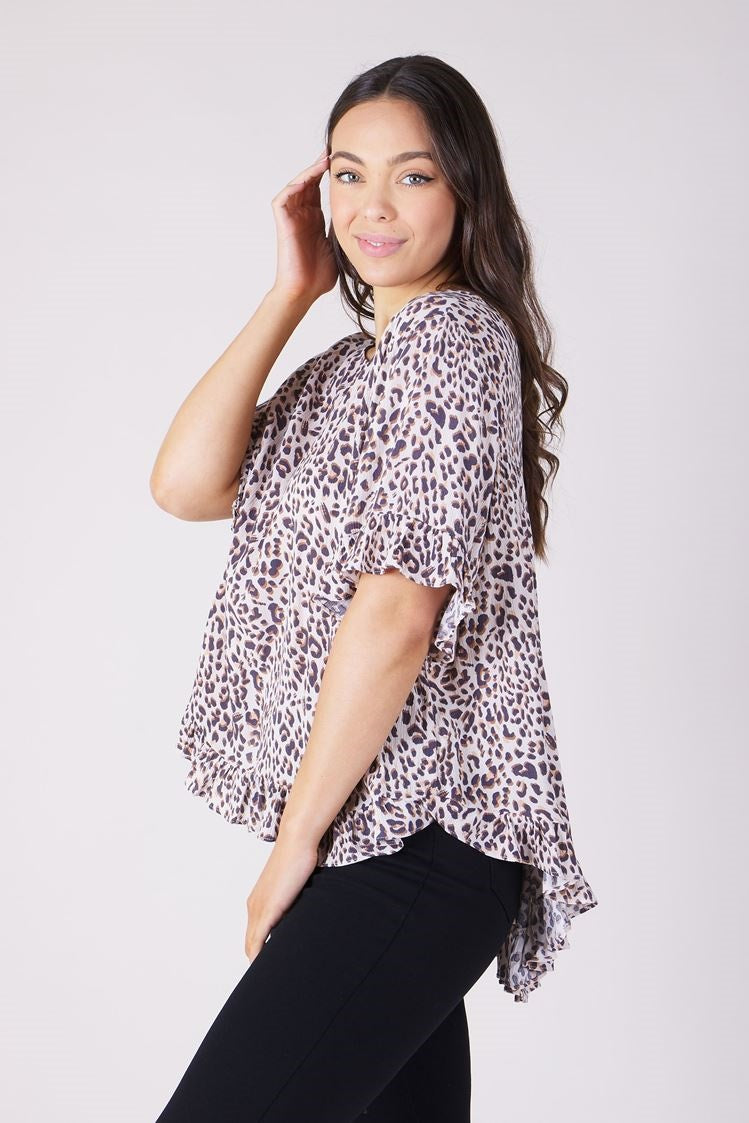 LEOPARD FRILL TOP