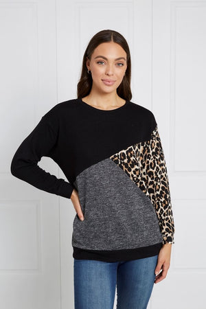 LEOPARD PRINT COLOUR BLOCK TOP