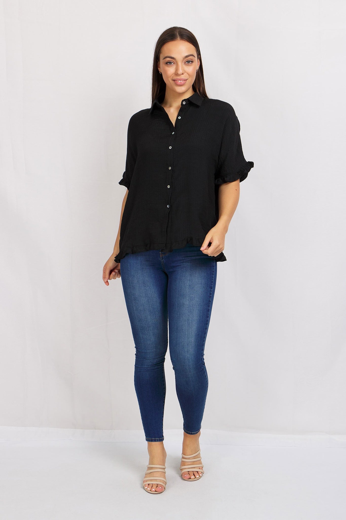 LINEN BUTTON FRONT SHIRT