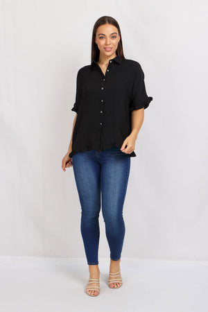 LINEN BUTTON FRONT SHIRT