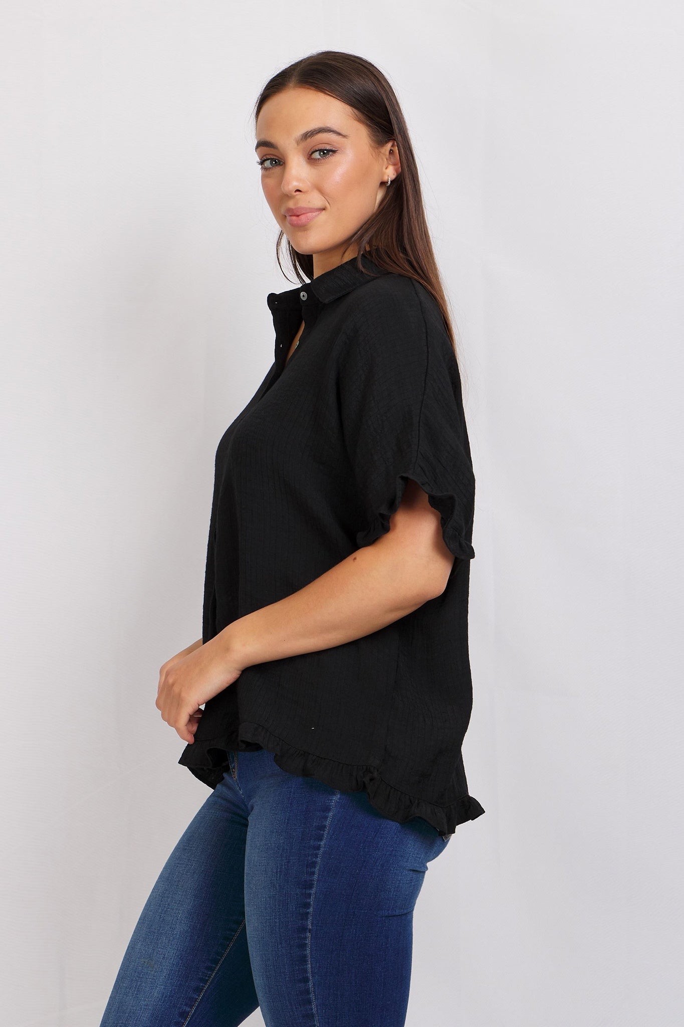 LINEN BUTTON FRONT SHIRT