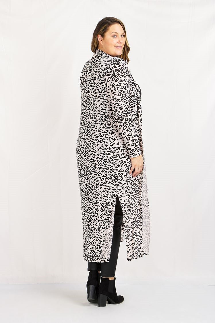Long Sleeve Animal Print Longline Cardigan