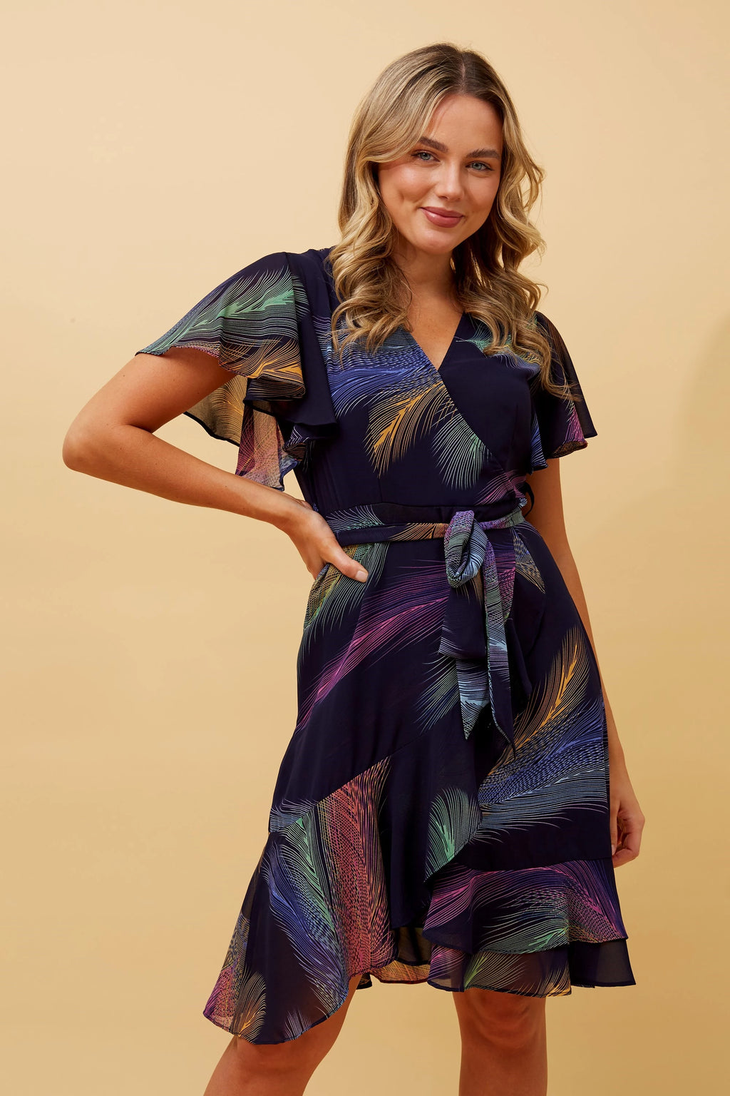 MOCK WRAP SHORT DRESS
