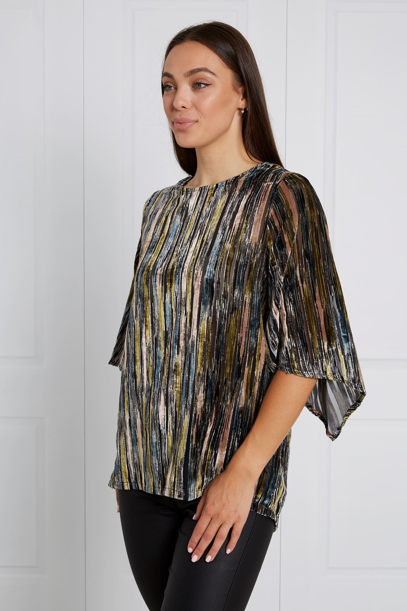 MULTI STRIPE VELOUR TOP