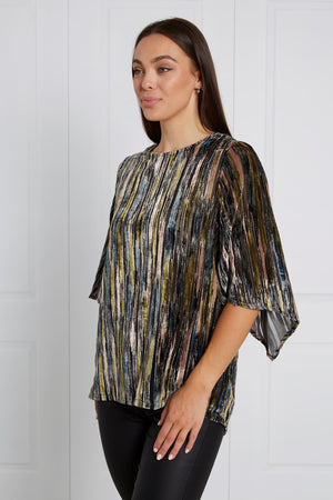 MULTI STRIPE VELOUR TOP