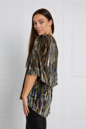 MULTI STRIPE VELOUR TOP