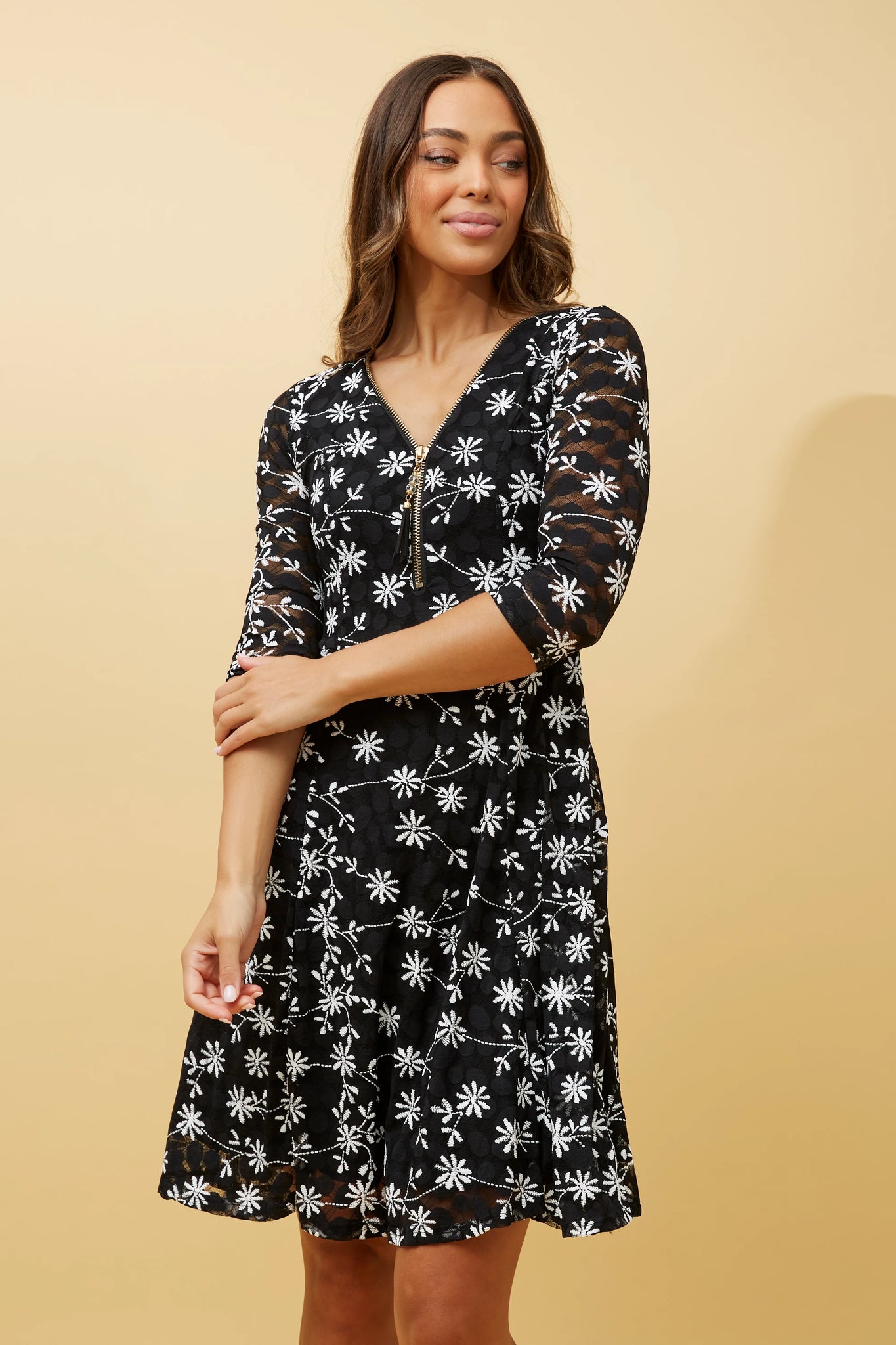 zip front skater dress Adorably Trendy Zip-Front Skater Dress